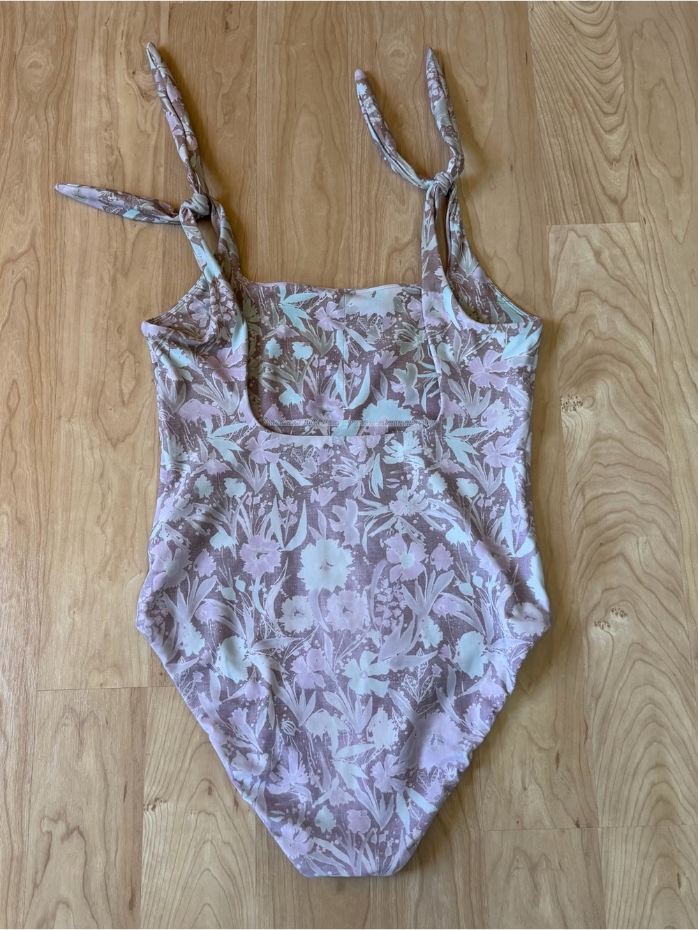 Floral Tie-Shoulder One-Piece Swimsuit in Dusty Rose - Picture 4 of 5